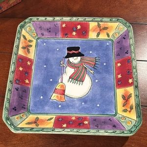 Sango New in Box Sweet Shoppe Snowman Holiday Candy Dish Or Tray By Sue Zipkin